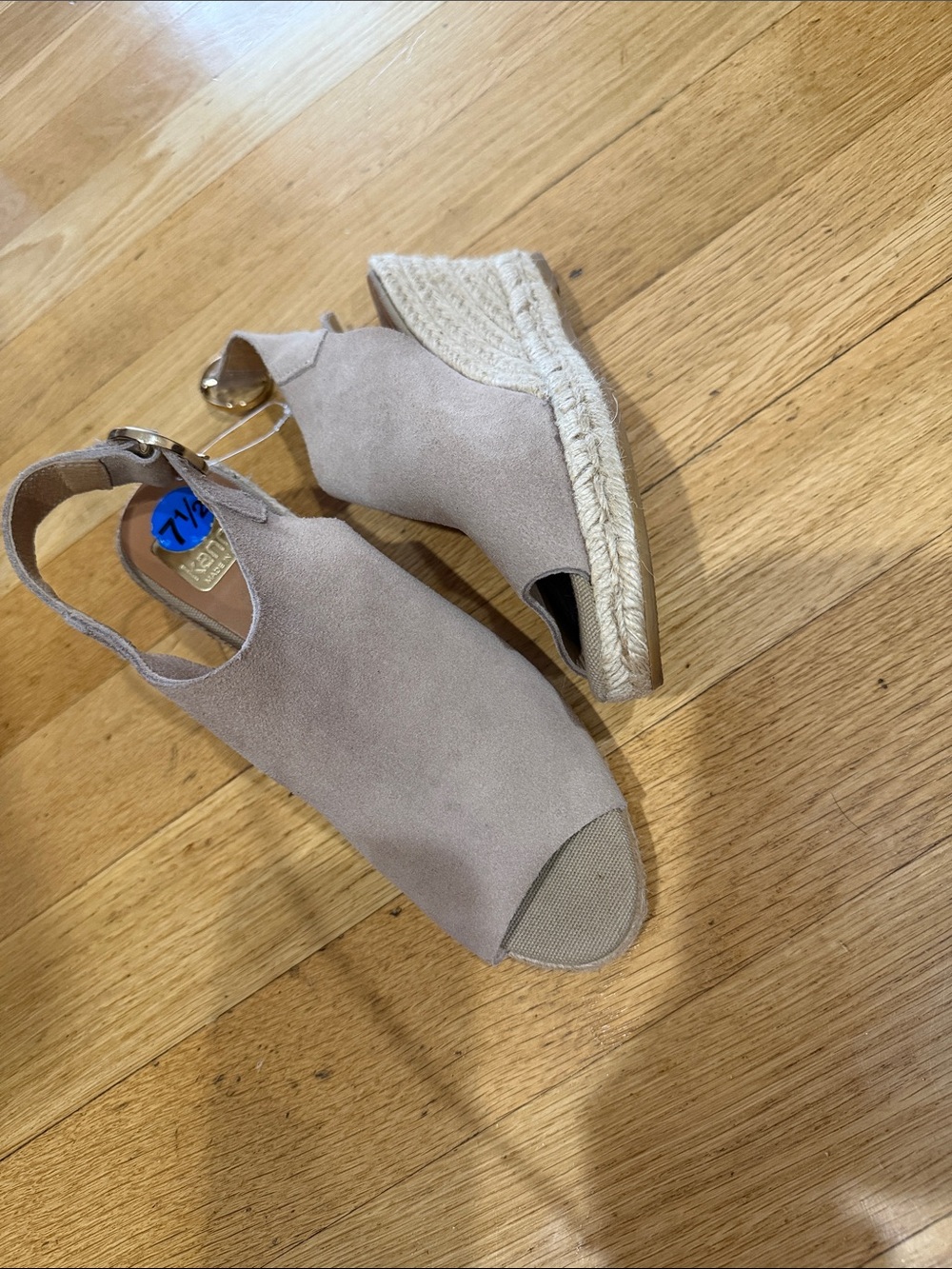 Kanna Womens Taupe Suede Espadrille Wedge Sandals - Open Toe